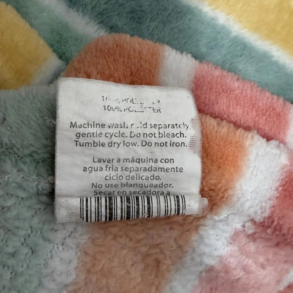 Walmart Baby Blanket 30x40 Multicolor Striped Fleece Plush Pastel Rainbow